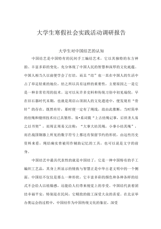大学生寒假社会实践活动调研报告-十三