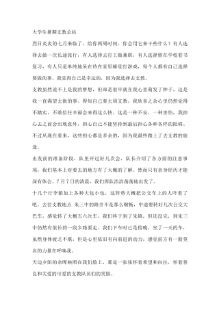 大学生暑期支教总结