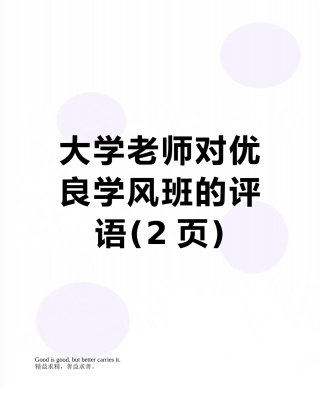 大学老师对优良学风班的评语