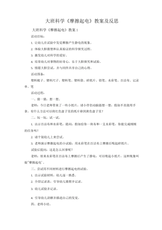 大班科学《摩擦起电》教案及反思