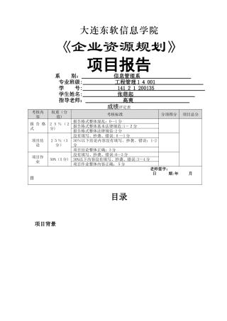 大连东软信息学院企业资源规划3级项目