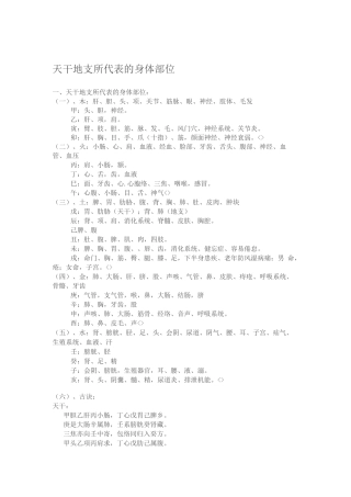 天干地支所代表的身体部位