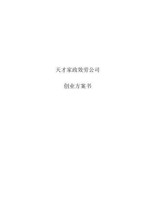 天才家政服务公司创业计划书