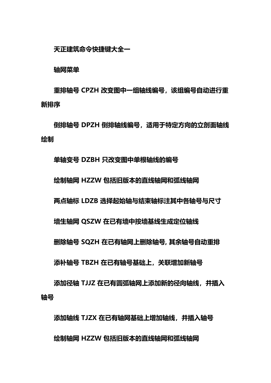 天正建筑快捷键大全_第2页