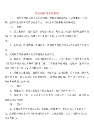 奖励福利及惩罚制度