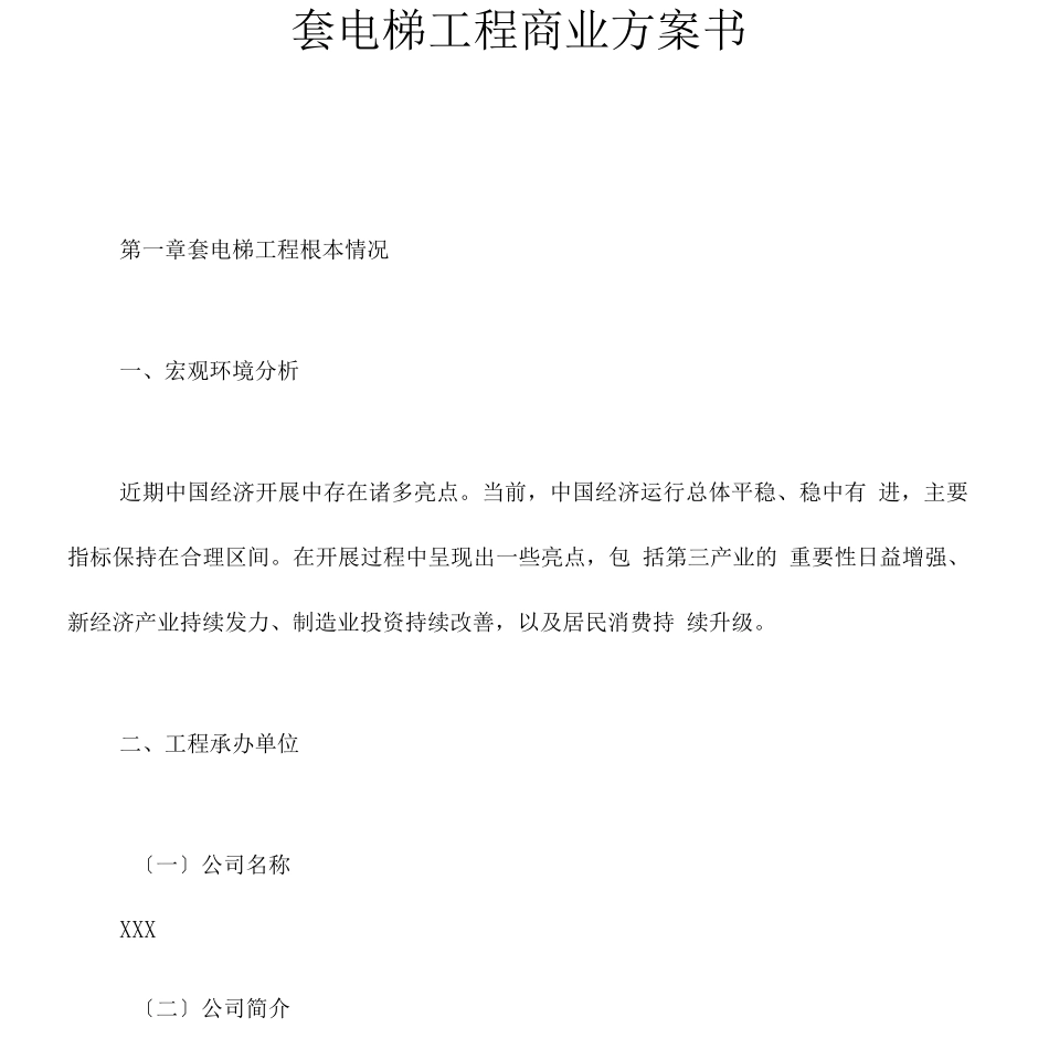 套电梯项目商业计划书_第1页