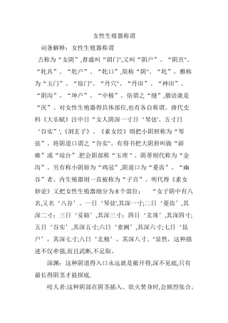 女性生殖器称谓