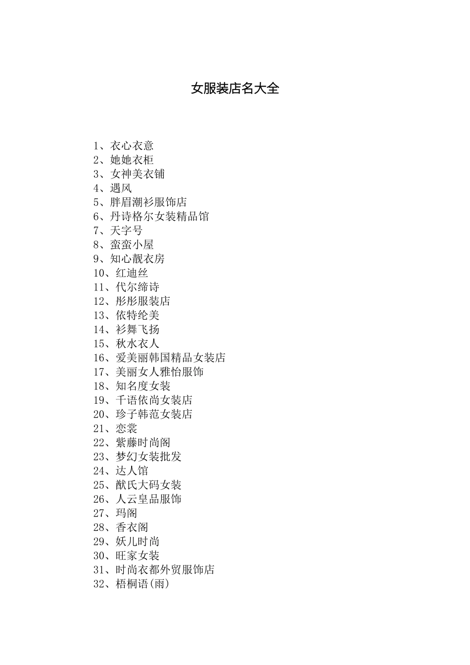 女服装店名大全_第1页