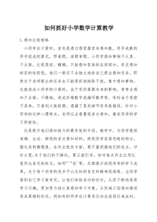 如何抓好小学数学计算教学