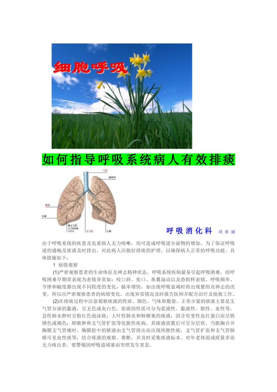 如何指导呼吸系统病人有效排痰_第1页