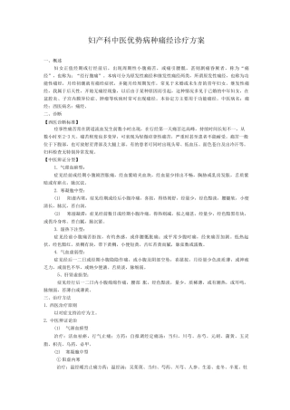 妇产科中医优势病种痛经诊疗方案