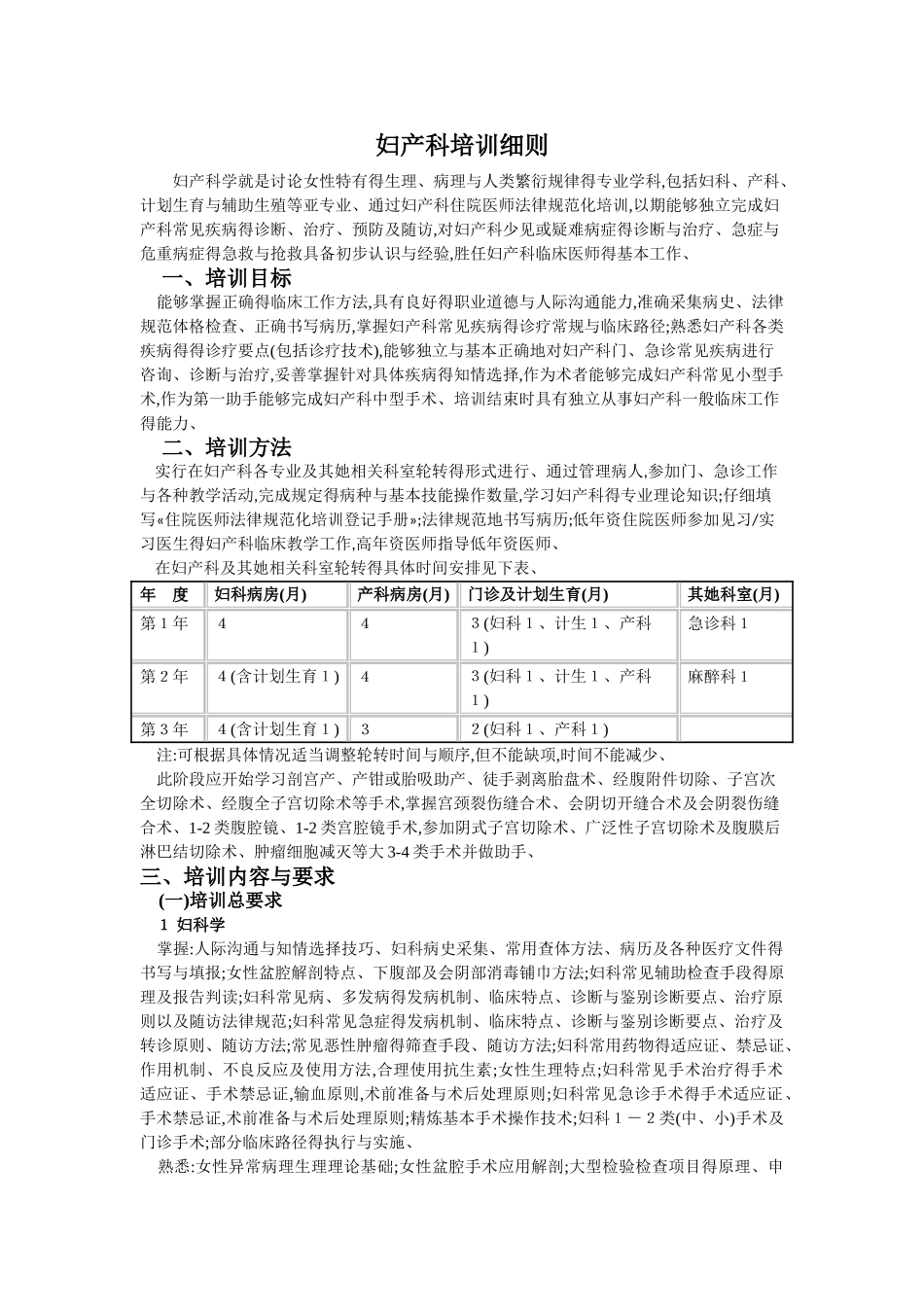 妇产科规培细则_第1页