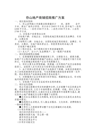 存山地产商铺推广策划方案