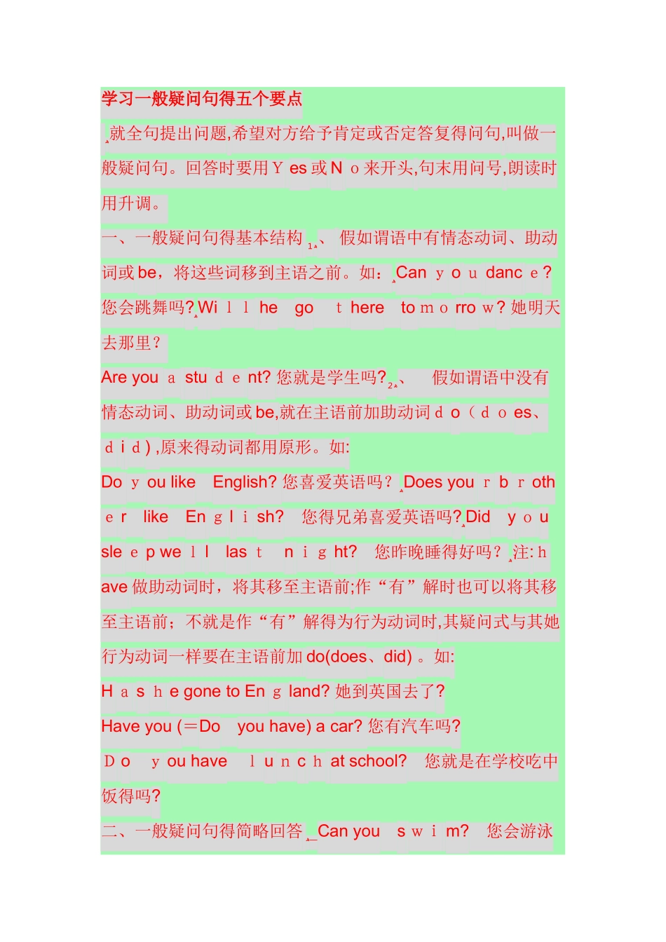 学习一般疑问句的五个要点_第1页