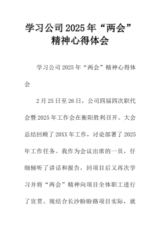学习公司2025年“两会”精神心得体会