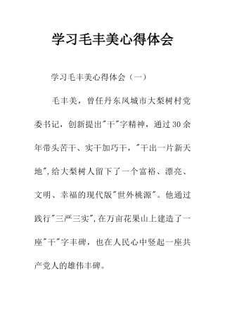 学习毛丰美心得体会