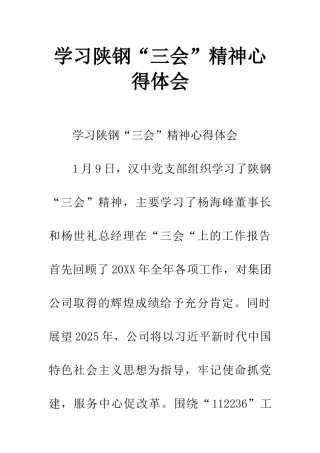 学习陕钢“三会”精神心得体会