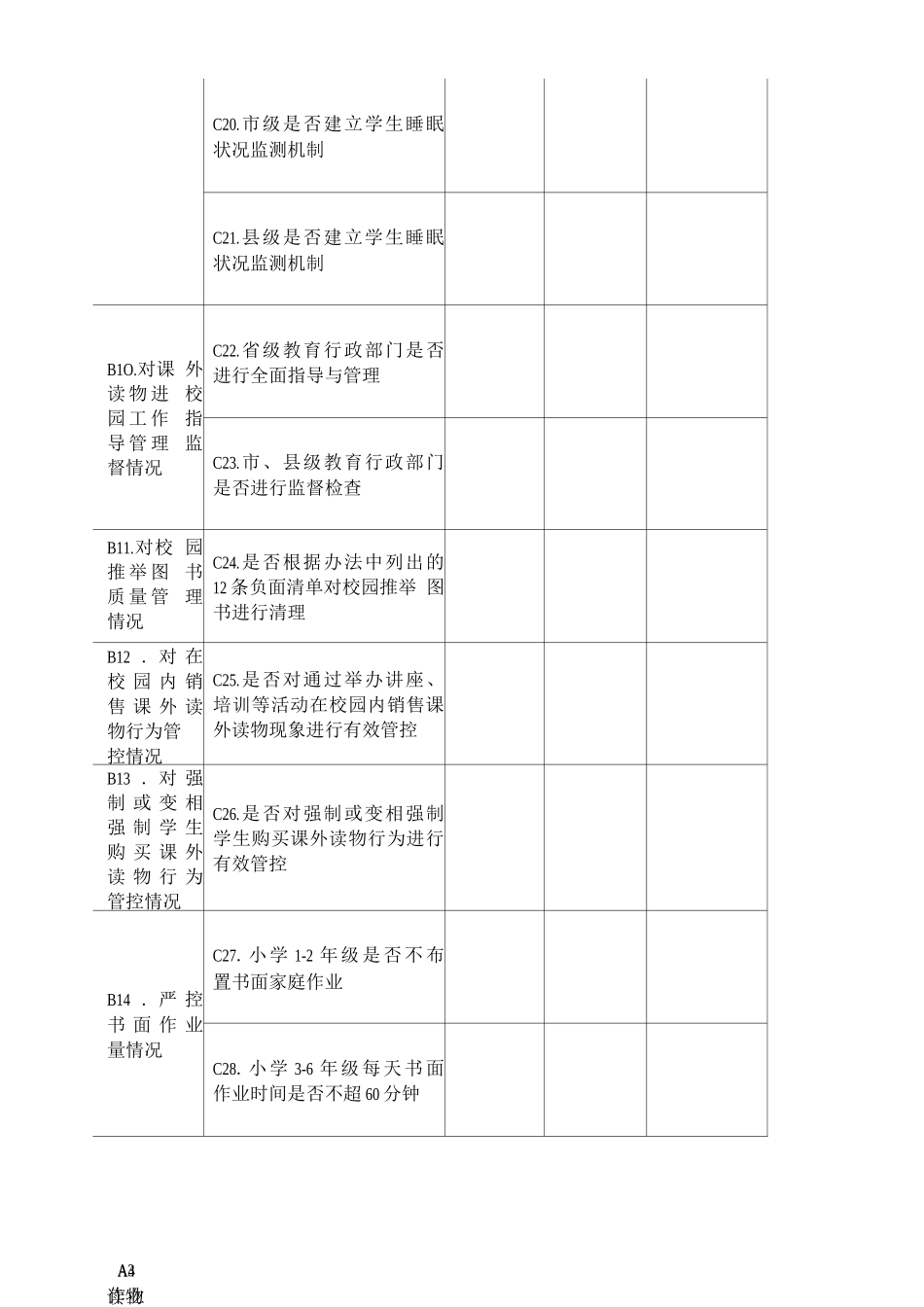 学校“五项管理”工作落实整改排查表_第3页