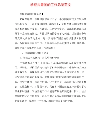 学校共青团的工作总结范文