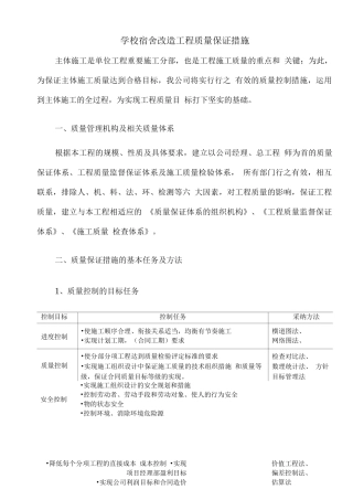 学校宿舍改造工程质量保证措施