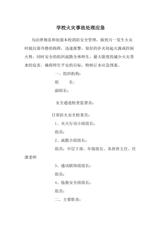 学校火灾事故处理应急