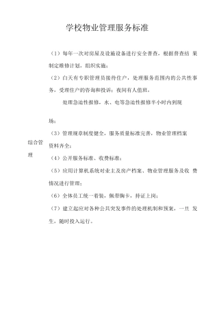 学校物业管理服务标准