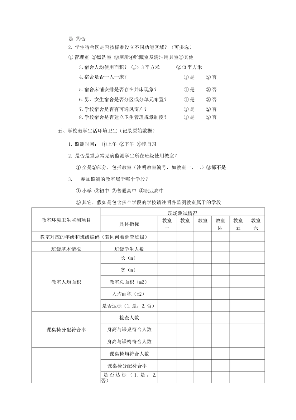 学校环境健康影响因素调查表_第2页