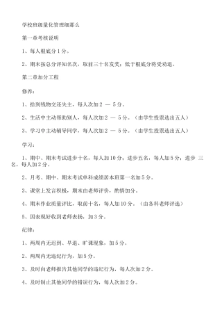 学校班级量化管理细则