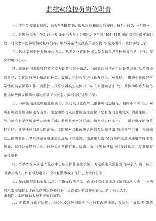 学校监控员岗位职责