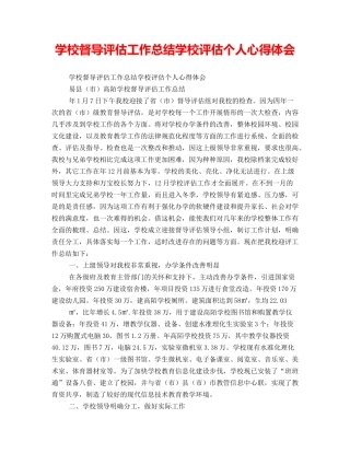 学校督导评估工作总结学校评估个人心得体会