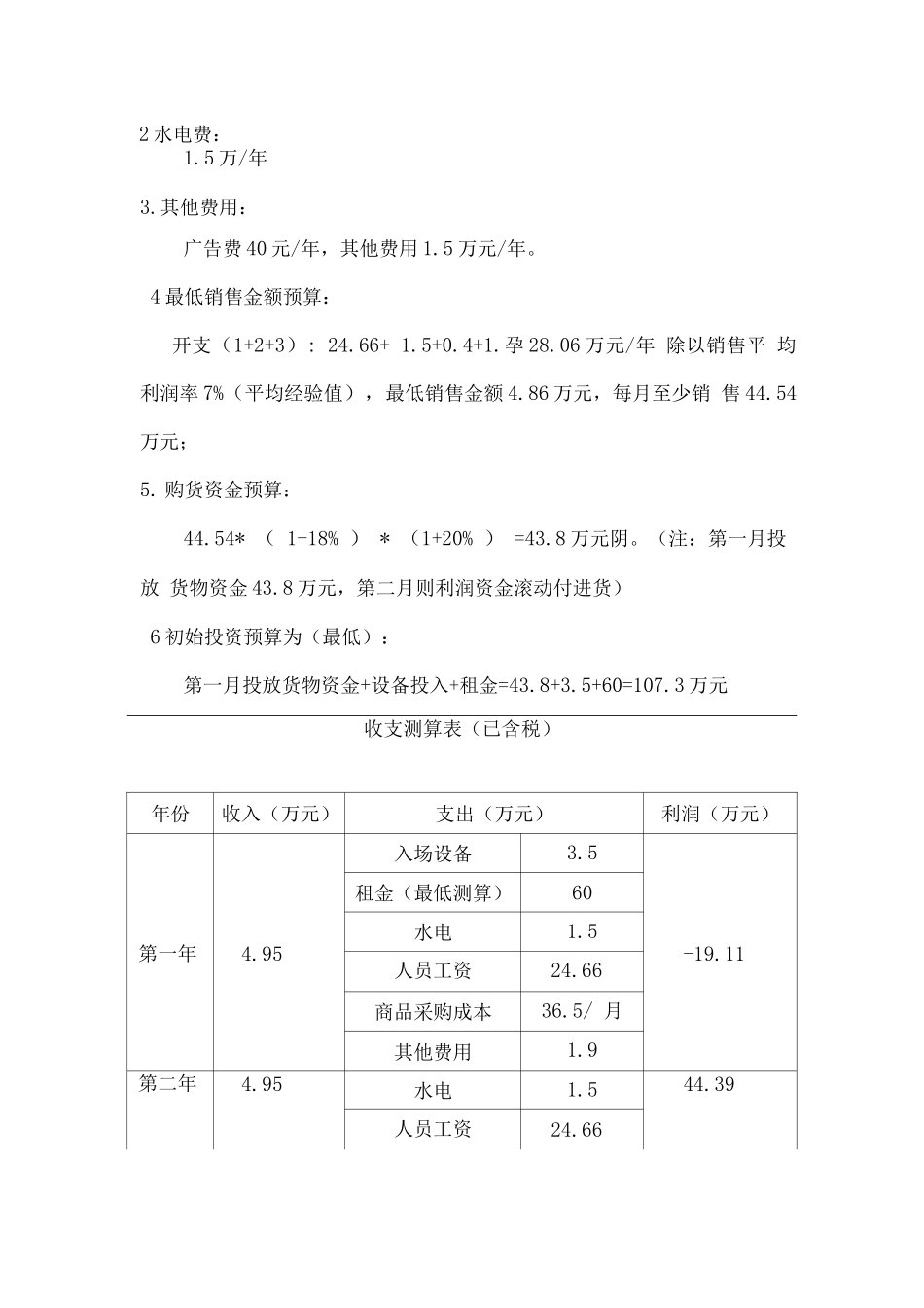 学校超市收支测算方案_第2页