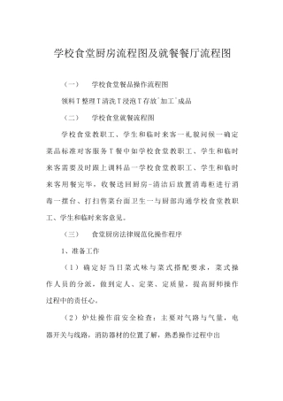 学校食堂厨房流程图及就餐餐厅流程图