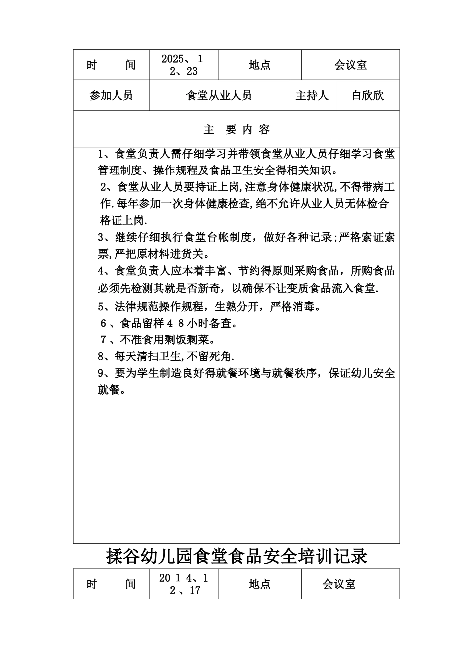 学校食堂食品安全教育记录_第2页