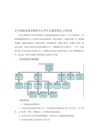 学生公寓管理员岗位设置及工作职责