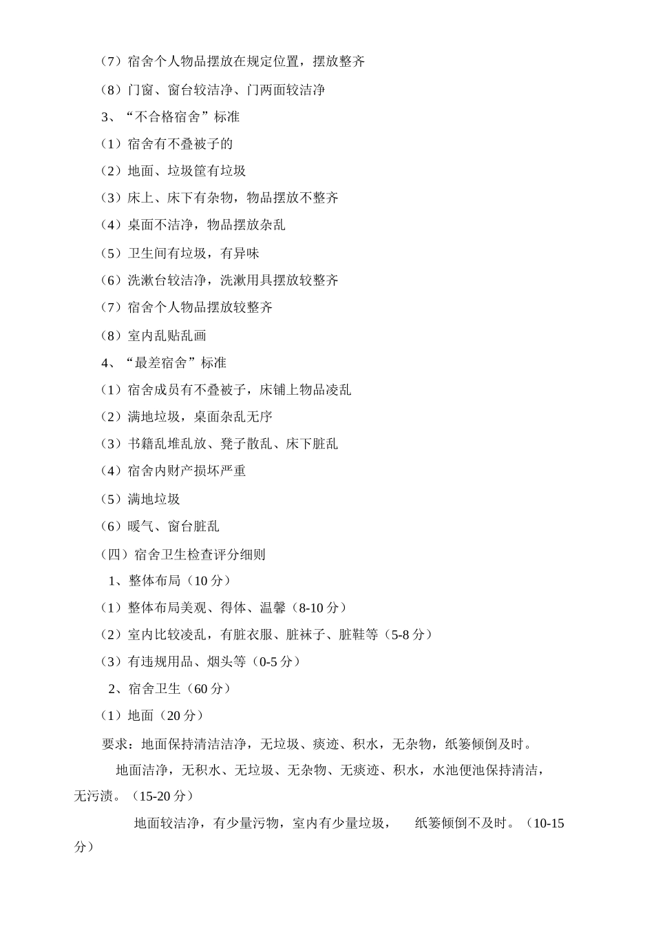 学生宿舍卫生评比方案_第3页