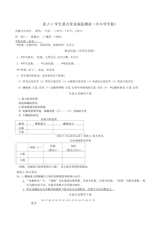 学生重点常见病监测表
