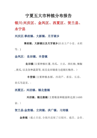 宁夏五大市种植分布报告