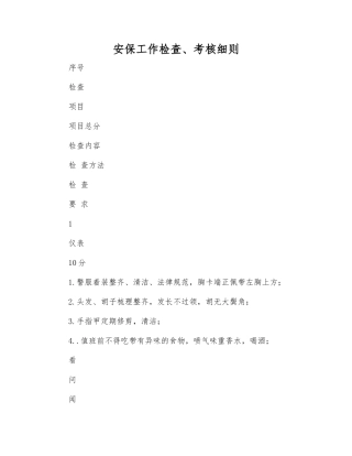 安保工作检查、考核细则