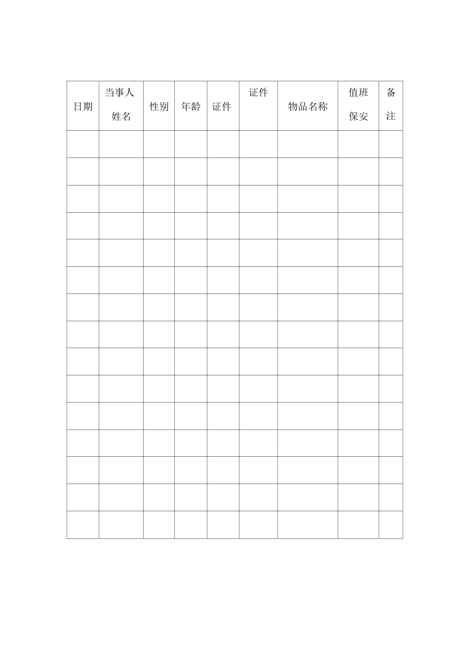 安保服务工作用表格式_第2页