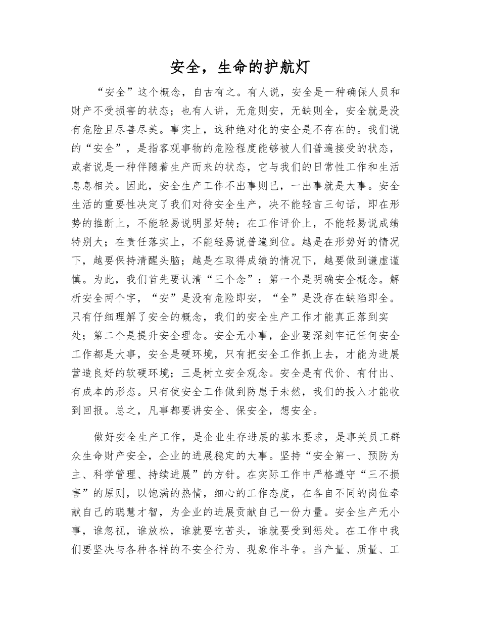 安全-生命的护航灯_第1页