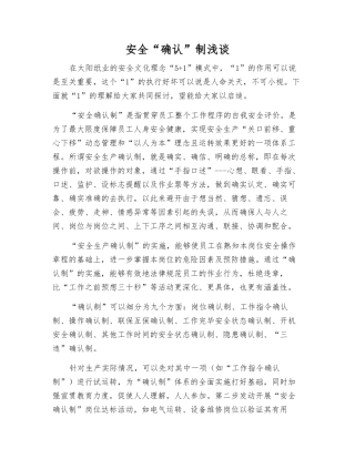 安全“确认”制浅谈