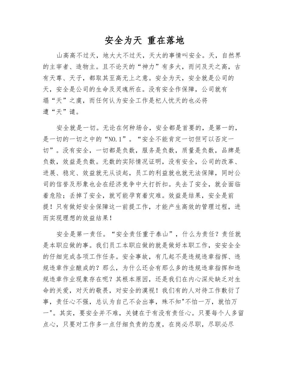 安全为天-重在落地_第1页