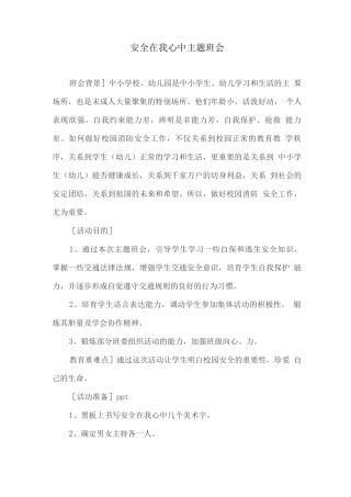 安全在我心中主题班会