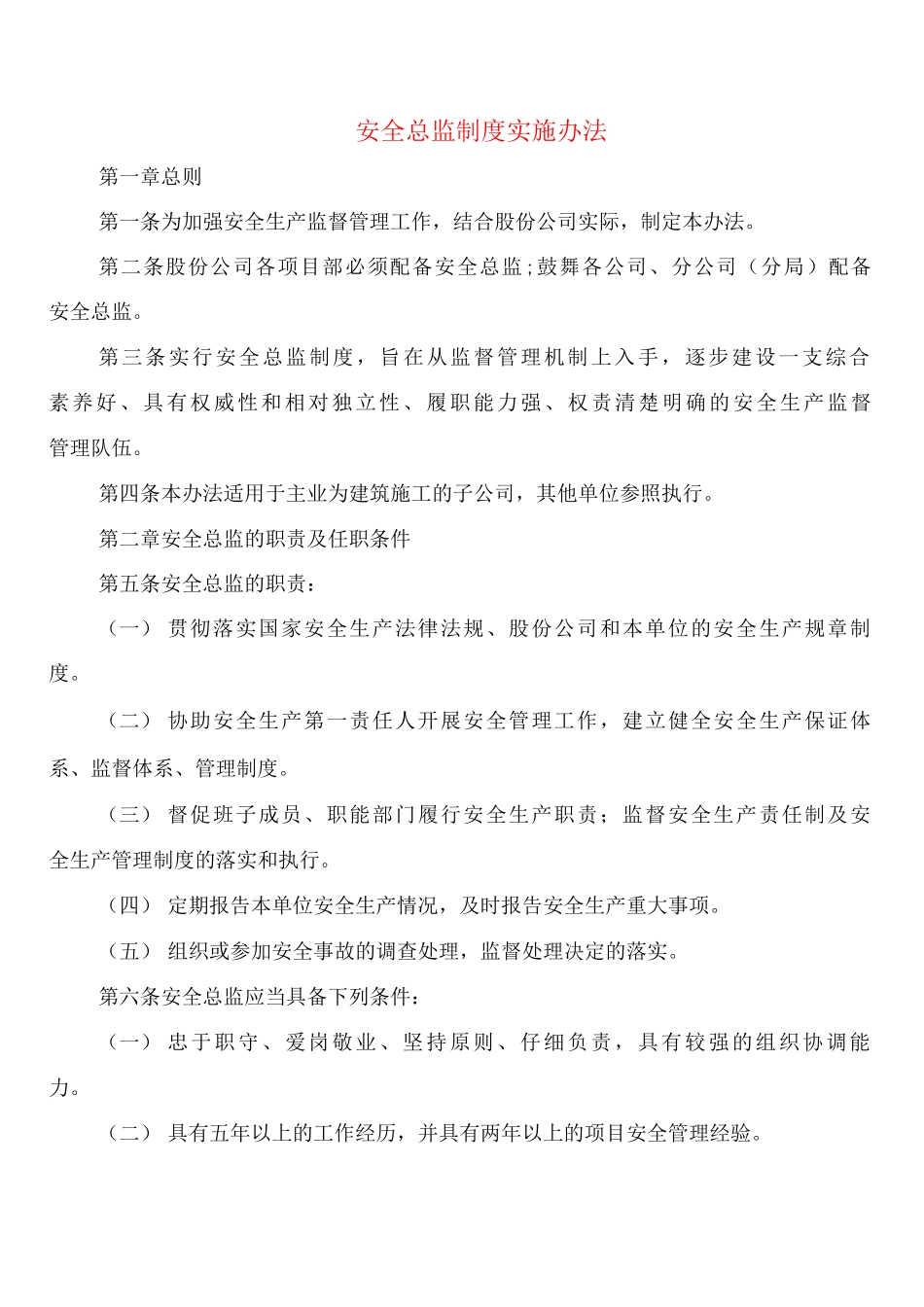 安全总监制度实施办法_第1页