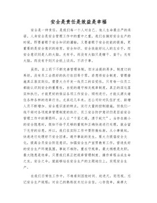 安全是责任是效益是幸福