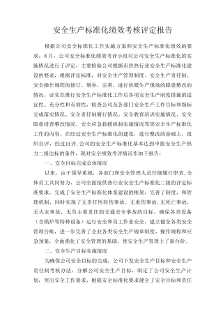安全标准化绩效评定报告