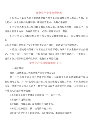 安全生产专项检查制度