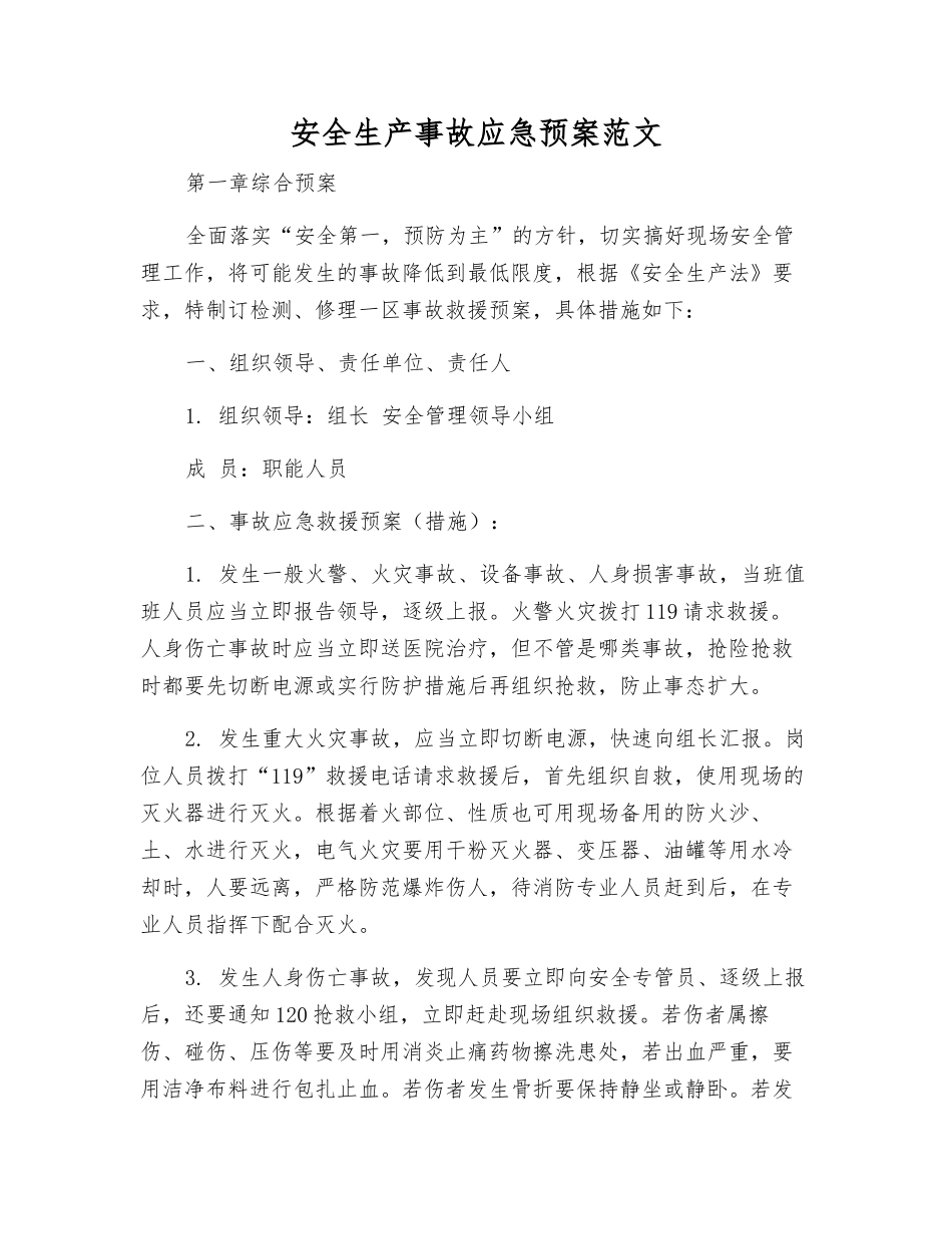 安全生产事故应急预案范文_第2页