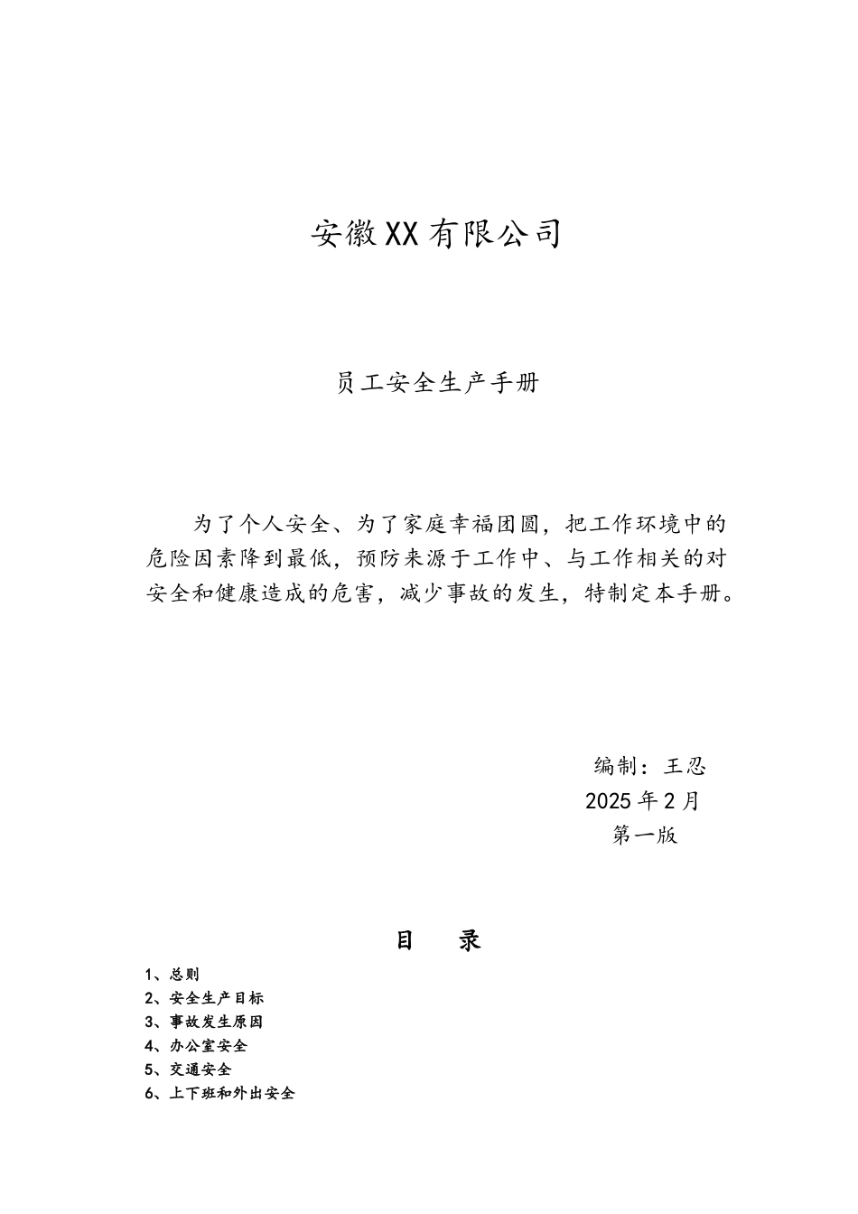 安全生产手册-通用版_第1页