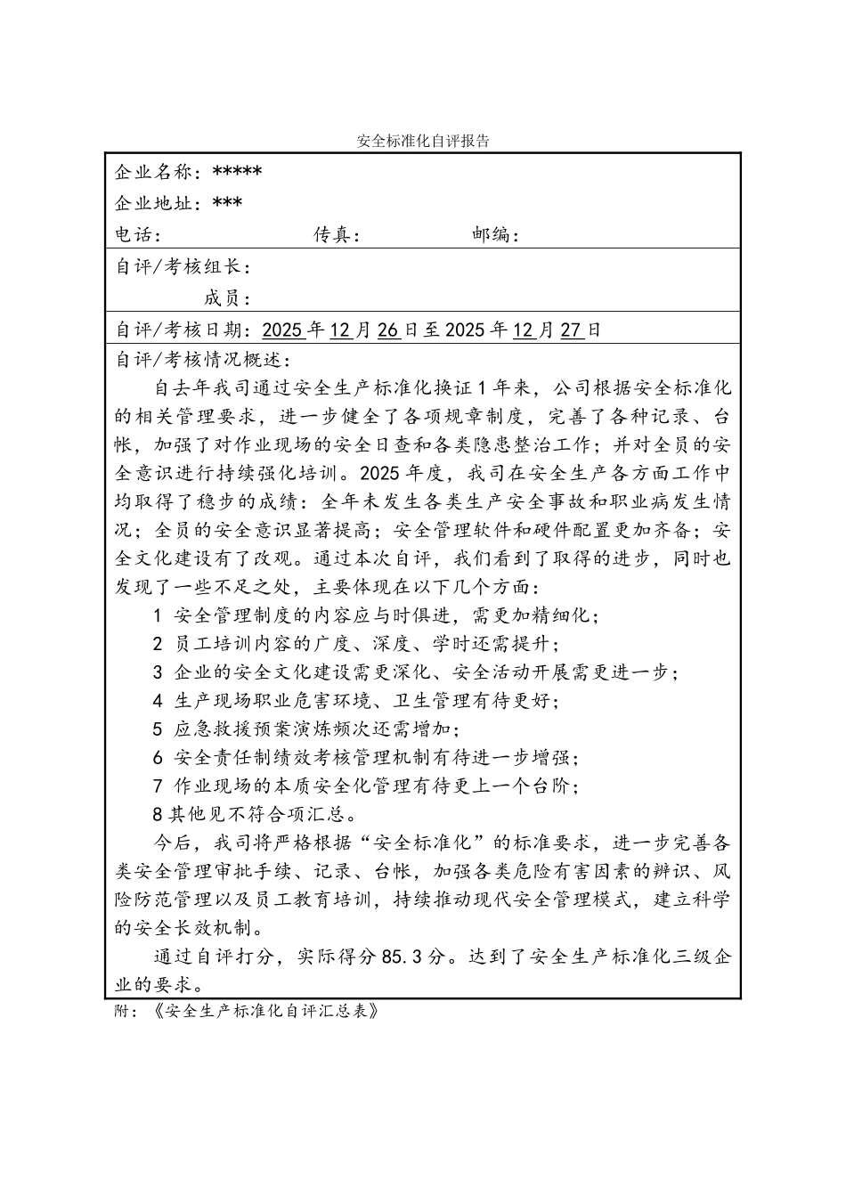 安全生产标准化自评报告_第2页